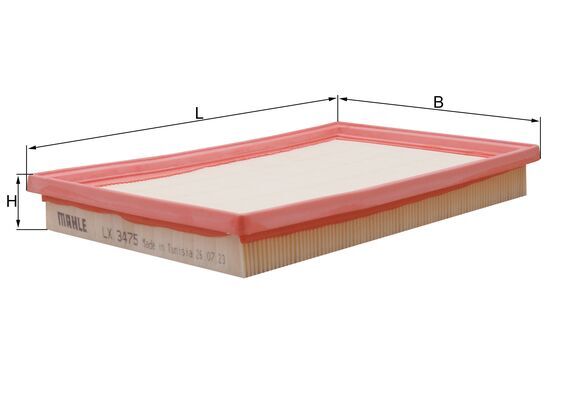 MAHLE Luftfilter lx3475 Filterindsats length_mm_203|Længde [mm]|286 width_mm_206|Bredde [mm]|168 height_mm_209|Højde [mm]|33 seal_material_2923|Materi