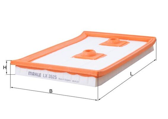 MAHLE Luftfilter lx3525 Filterindsats length_mm_203|Længde [mm]|269 width_mm_206|Bredde [mm]|191 height_mm_209|Højde [mm]|24 seal_material_2923|Materi