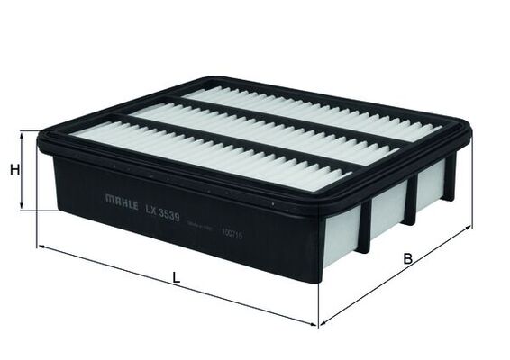 MAHLE Luftfilter lx3539 Filterindsats length_mm_203|Længde [mm]|248 length_mm_203|Længde [mm]|202 width_mm_206|Bredde [mm]|198 width_mm_206|Bredde [