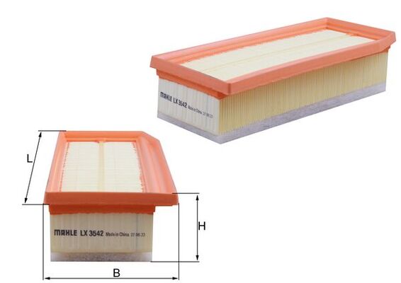 MAHLE Luftfilter lx3542 Filterindsats length_mm_203|Længde [mm]|273 width_mm_206|Bredde [mm]|124 height_mm_209|Højde [mm]|77 seal_material_2923|Materi