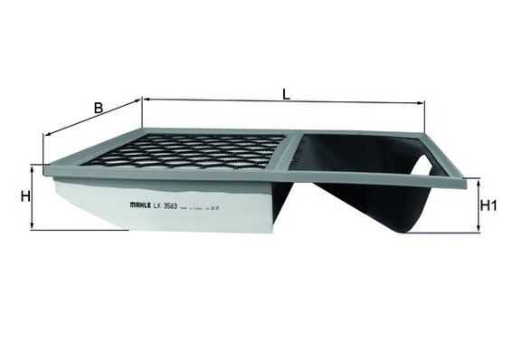 MAHLE Luftfilter lx3583 Filterindsats length_mm_203|Længde [mm]|400 width_mm_206|Bredde [mm]|318 height_mm_209|Højde [mm]|61 height_1_mm_339|Højde 1 [