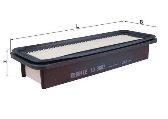 MAHLE Luftfilter lx3887 Filterindsats length_mm_203|Længde [mm]|257 width_mm_206|Bredde [mm]|95 height_mm_209|Højde [mm]|55 seal_material_2923|Materia