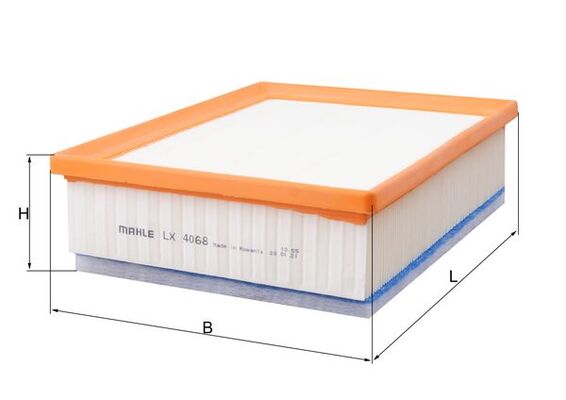 MAHLE Luftfilter lx4068 Filterindsats length_mm_203|Længde [mm]|258 width_mm_206|Bredde [mm]|209 height_mm_209|Højde [mm]|70 seal_material_2923|Materi