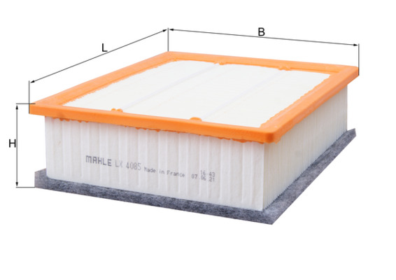 MAHLE Luftfilter lx4085 Filterindsats length_mm_203|Længde [mm]|208 width_mm_206|Bredde [mm]|188 height_mm_209|Højde [mm]|68 seal_material_2923|Materi