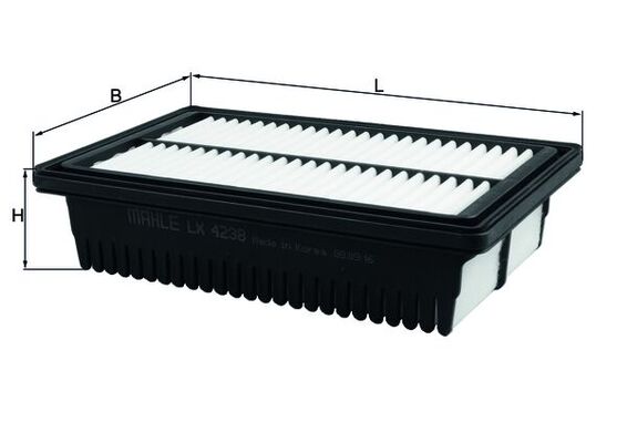 MAHLE Luftfilter lx4238 Filterindsats length_mm_203|Længde [mm]|248 width_mm_206|Bredde [mm]|146 height_mm_209|Højde [mm]|56 seal_material_2923|Materi