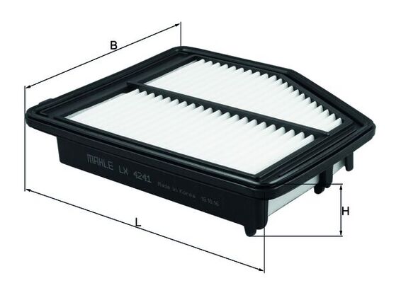 MAHLE Luftfilter lx4241 Filterindsats length_mm_203|Længde [mm]|246 width_mm_206|Bredde [mm]|186 height_mm_209|Højde [mm]|50 seal_material_2923|Materi