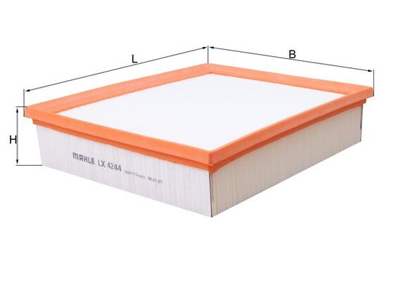 MAHLE Luftfilter lx4244 Filterindsats length_mm_203|Længde [mm]|284 width_mm_206|Bredde [mm]|232 height_mm_209|Højde [mm]|58 seal_material_2923|Materi