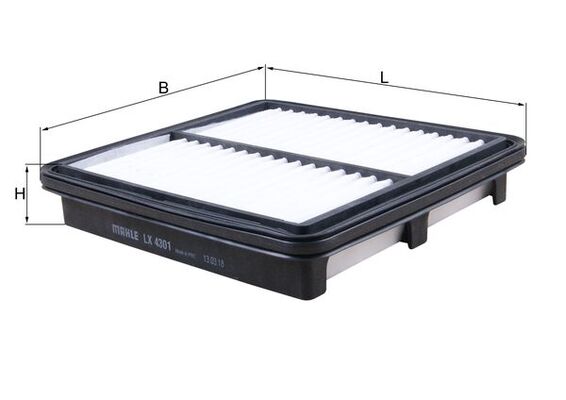 MAHLE Luftfilter lx4301 Filterindsats length_mm_203|Længde [mm]|226 width_mm_206|Bredde [mm]|212 height_mm_209|Højde [mm]|40 seal_material_2923|Materi