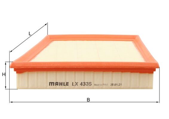 MAHLE Luftfilter lx4335 Filterindsats length_mm_203|Længde [mm]|192 width_mm_206|Bredde [mm]|256 height_mm_209|Højde [mm]|50 fitting_position_100|Mont
