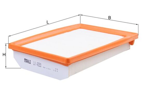 MAHLE Luftfilter lx4333 Filterindsats length_mm_203|Længde [mm]|246 width_mm_206|Bredde [mm]|175 height_mm_209|Højde [mm]|50 seal_material_2923|Materi