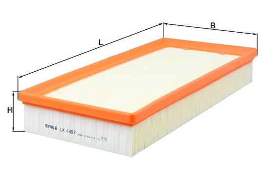 MAHLE Luftfilter lx4397 Filterindsats length_mm_203|Længde [mm]|347 width_mm_206|Bredde [mm]|163 height_mm_209|Højde [mm]|50 seal_material_2923|Materi