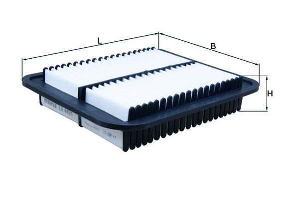 MAHLE Luftfilter lx4431 Filterindsats length_mm_203|Længde [mm]|256 width_mm_206|Bredde [mm]|207 height_mm_209|Højde [mm]|56 seal_material_2923|Materi