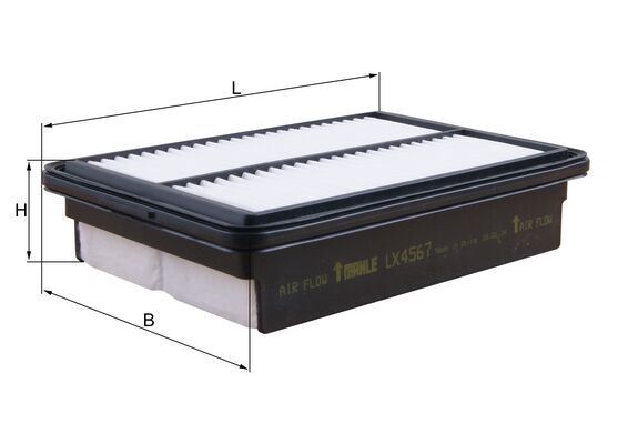 MAHLE Luftfilter lx4567 Filterindsats length_mm_203|Længde [mm]|244 width_mm_206|Bredde [mm]|163 height_mm_209|Højde [mm]|53 seal_material_2923|Materi