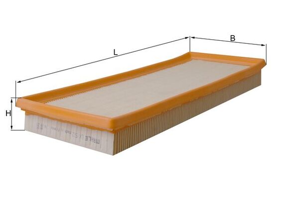 MAHLE Luftfilter lx522 Filterindsats length_mm_203|Længde [mm]|396 width_mm_206|Bredde [mm]|150 height_mm_209|Højde [mm]|42 seal_material_2923|Materia