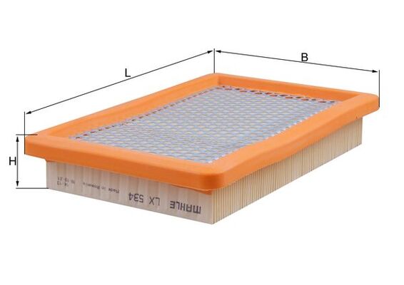 MAHLE Luftfilter lx534 Filterindsats length_mm_203|Længde [mm]|245 width_mm_206|Bredde [mm]|158 height_mm_209|Højde [mm]|40 seal_material_2923|Materia
