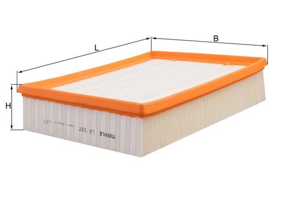 MAHLE Luftfilter lx537 Filterindsats length_mm_203|Længde [mm]|277 width_mm_206|Bredde [mm]|218 height_mm_209|Højde [mm]|72 seal_material_2923|Materia