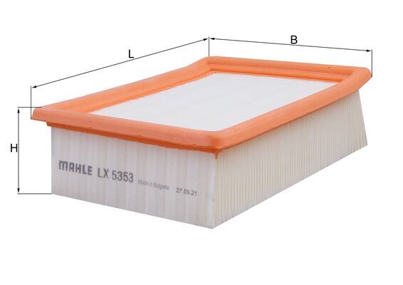 MAHLE Luftfilter lx5353 Filterindsats length_mm_203|Længde [mm]|208 width_mm_206|Bredde [mm]|155 height_mm_209|Højde [mm]|59 seal_material_2923|Materi