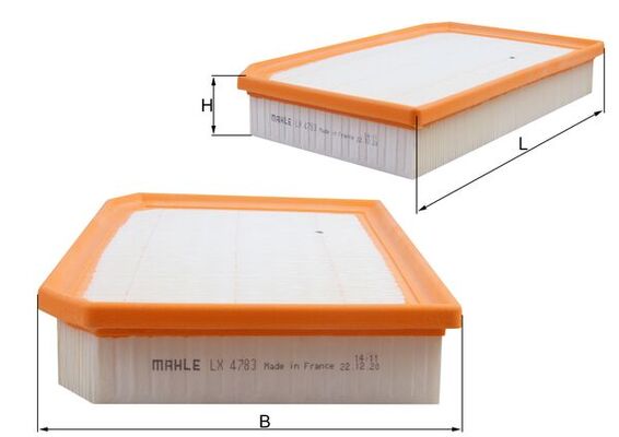MAHLE Luftfilter lx4783 Filterindsats length_mm_203|Længde [mm]|277 width_mm_206|Bredde [mm]|188 height_mm_209|Højde [mm]|47 seal_material_2923|Materi