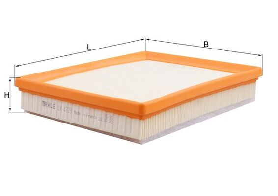 MAHLE Luftfilter LX 4729 Filterindsats length_mm_203|Længde [mm]|239 width_mm_206|Bredde [mm]|182 height_mm_209|Højde [mm]|54 seal_material_2923|Mater
