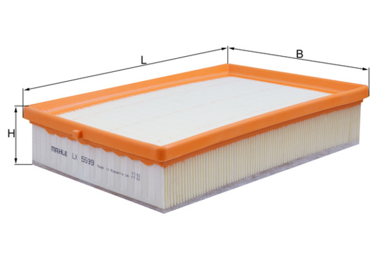 MAHLE Luftfilter lx5599 Filterindsats length_mm_203|Længde [mm]|265 width_mm_206|Bredde [mm]|178 height_mm_209|Højde [mm]|60 seal_material_2923|Materi