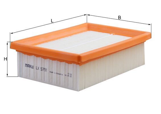 MAHLE Luftfilter lx5791 Filterindsats length_mm_203|Længde [mm]|206 width_mm_206|Bredde [mm]|140 height_mm_209|Højde [mm]|55 seal_material_2923|Materi