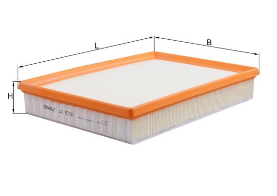 MAHLE Luftfilter lx5790 Filterindsats length_mm_203|Længde [mm]|322 width_mm_206|Bredde [mm]|226 height_mm_209|Højde [mm]|50 seal_material_2923|Materi