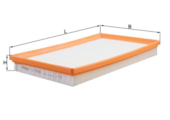 MAHLE Luftfilter lx5798 Filterindsats length_mm_203|Længde [mm]|336 width_mm_206|Bredde [mm]|197 height_mm_209|Højde [mm]|38 seal_material_2923|Materi