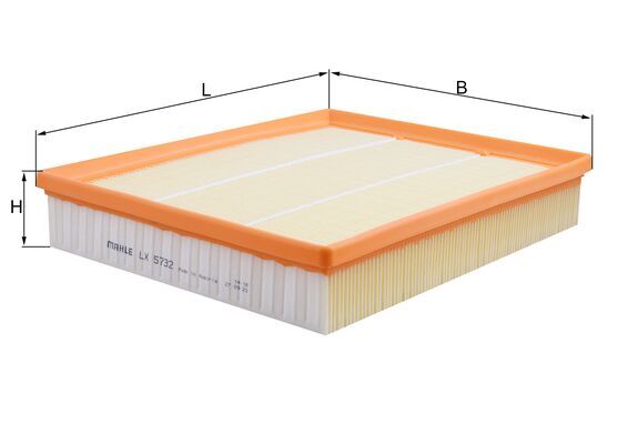 MAHLE Luftfilter lx5732 Filterindsats length_mm_203|Længde [mm]|297 width_mm_206|Bredde [mm]|236 height_mm_209|Højde [mm]|50 seal_material_2923|Materi