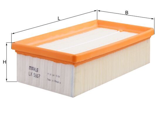 MAHLE Luftfilter lx5867 Filterindsats length_mm_203|Længde [mm]|220 width_mm_206|Bredde [mm]|122 height_mm_209|Højde [mm]|62 seal_material_2923|Materi