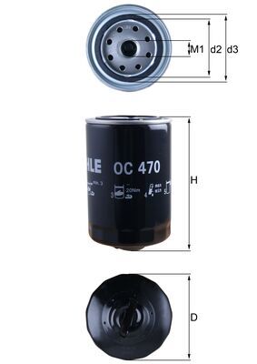 MAHLE Oliefilter oc470 Påskruet 142mm 3/4-16UNF-2B for CUPRA