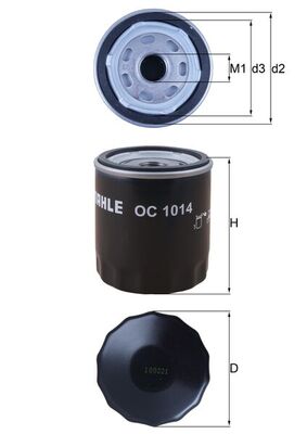 MAHLE Oliefilter oc1014 Påskruet 87,5mm 3/4-16UNF-2B for VOLVO