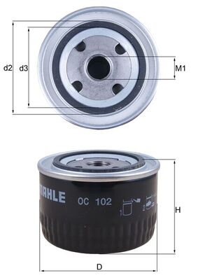 MAHLE Oliefilter oc102 Påskruet 70mm 3/4-16UNF-1B for OPEL FORD GMC VAUXHALL
