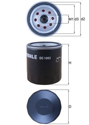MAHLE Oliefilter oc1063 Påskruet 89mm 3/4-16UNF-2B for FORD FORD USA FORD ASIA & OCEANIA JAGUAR LAND ROVER