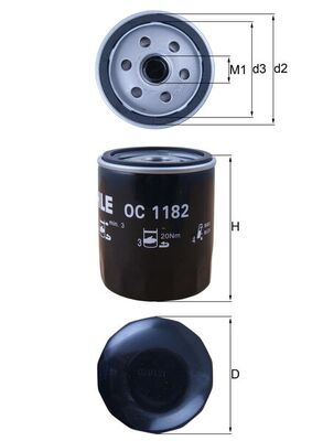 KNECHT Oliefilter oc1182 Påskruet 89mm 3/4-16UNF-2B for MAZDA