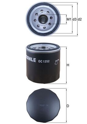 MAHLE Oliefilter oc1252 Påskruet 79mm M22x1,5 for FORD PEUGEOT LAND ROVER