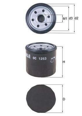 MAHLE Oliefilter oc1253 Påskruet 90mm 3/4-16UNF-2B for OPEL GMC DAEWOO VAUXHALL