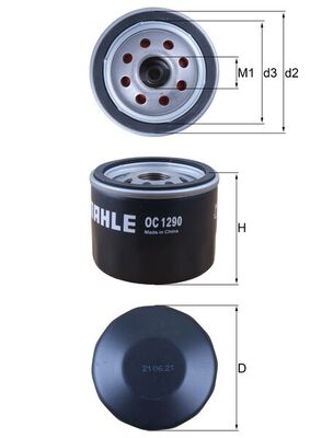 MAHLE Oliefilter oc1290 Påskruet 50mm M20x1.5 for SSANGYONG HONDA