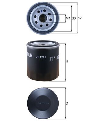 MAHLE Oliefilter oc1291 Påskruet 89mm M20x1,5 for CUPRA