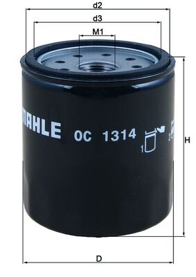 MAHLE Oliefilter oc1314 Påskruet 86mm 3/4-16 for MOTO GUZZI