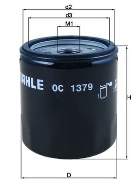 MAHLE Oliefilter oc1379 Påskruet 88mm 3/4-16UNF-2B for HARLEY-DAVIDSON