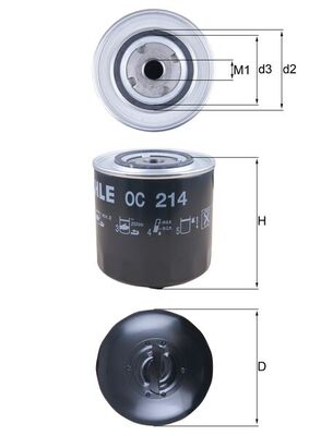 KNECHT Oliefilter oc214 Påskruet 115mm 3/4-16UNF-2B for FORD VOLVO CUPRA