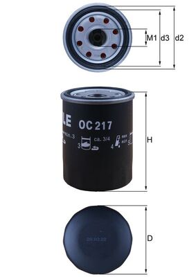 MAHLE Oliefilter oc217 Påskruet 90mm 3/416UNF2B for FORD VOLVO TOYOTA DAIHATSU CUPRA ISUZU NISSAN SUBARU LEXUS LOTUS