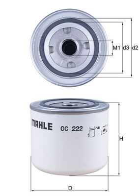 MAHLE Oliefilter oc222 Påskruet 85mm M20x1,5 for VOLVO GENERAL MOTORS