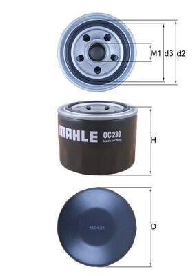 MAHLE Oliefilter oc230 Påskruet 66mm M20x1,5 for PROTON ISUZU FORD GMC SMART MITSUBISHI SUBARU KIA