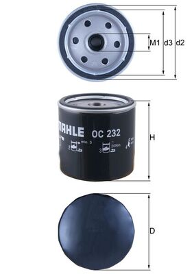 MAHLE Oliefilter oc232 Påskruet 86mm M22x1.5-6H for FORD GMC GENERAL MOTORS MAZDA