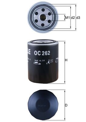 MAHLE Oliefilter oc262 Påskruet 119mm 3/416UNF2B for FORD CUPRA