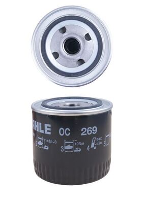 MAHLE Oliefilter oc269 Påskruet 123mm 13/16-16UNF-2B for VOLVO HONDA ROVER