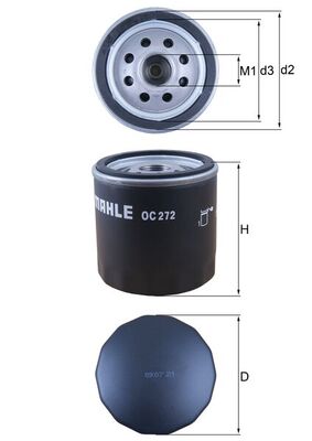 MAHLE Oliefilter oc272 Påskruet 94mm M20x1,5 for OPEL LANCIA FIAT GMC VAUXHALL