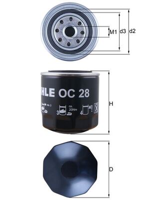 KNECHT Oliefilter oc28 Påskruet 95mm 3/4-16UNF-2B for FORD CUPRA PEUGEOT