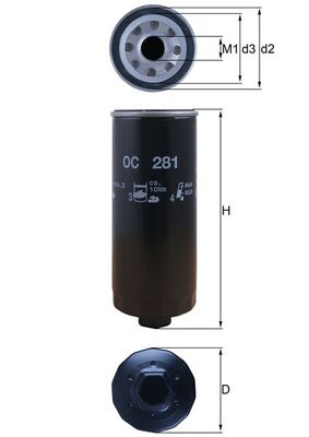 KNECHT Oliefilter oc281 Påskruet 203mm M24x2 for CUPRA